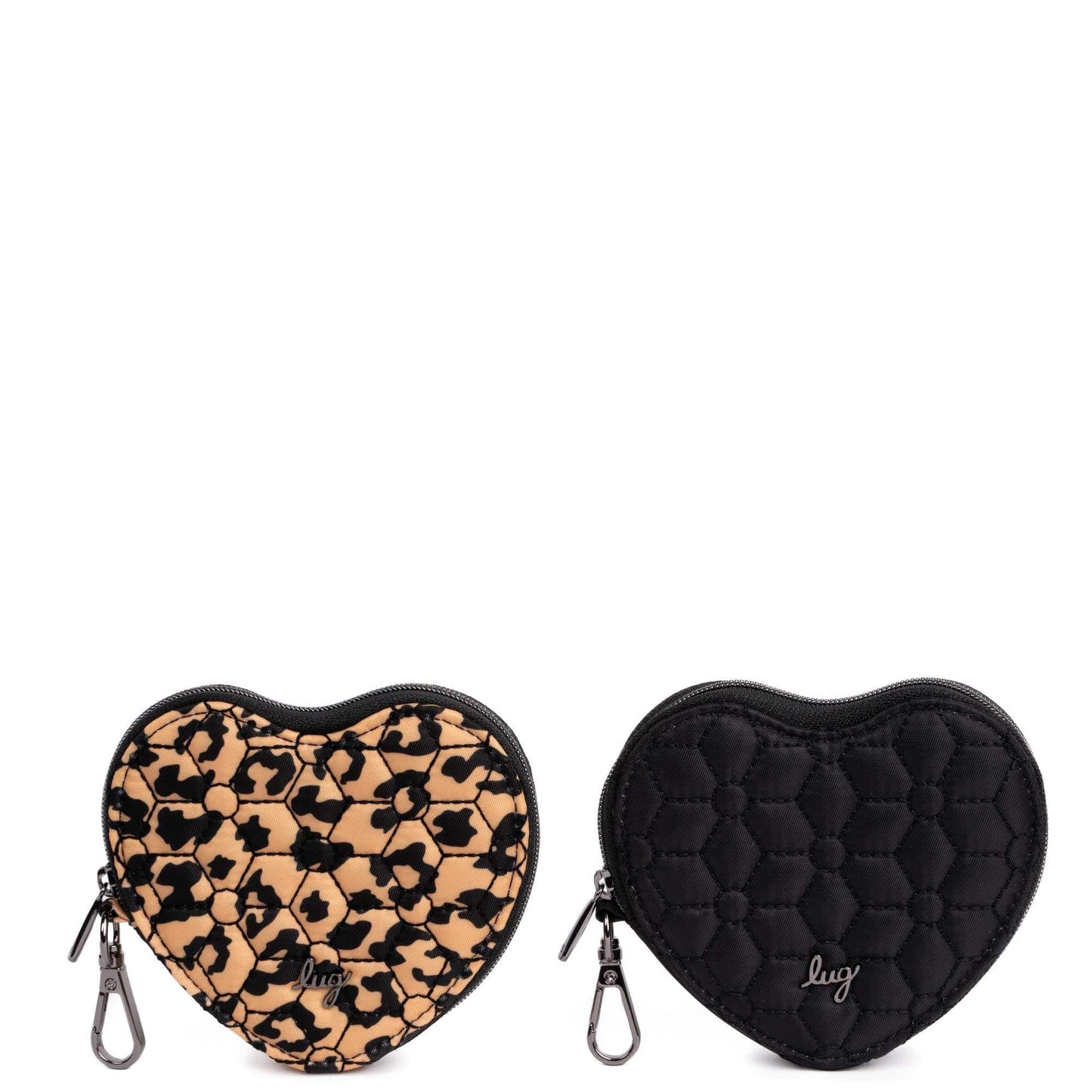 Heart Pouch 2pc Set - BUBBLE PINK LOVE STRIPE PINK - 24298_HeartPouches2PCS_SpottedLeopard_Black_Angle_01_eedf2060-6103-4584-a9fe-c5fd885d990b