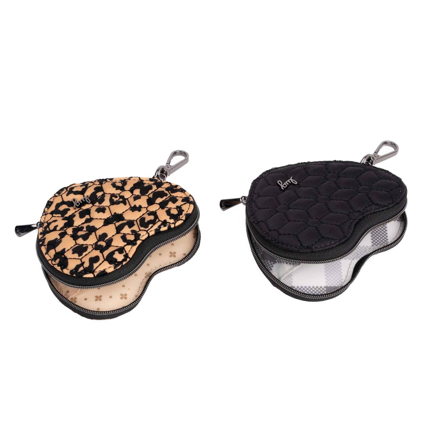 Heart Pouch 2pc Set - BLACK SPOTTED LEOPARD - 24298_HeartPouches2PCS_SpottedLeopard_Black_Angle_03