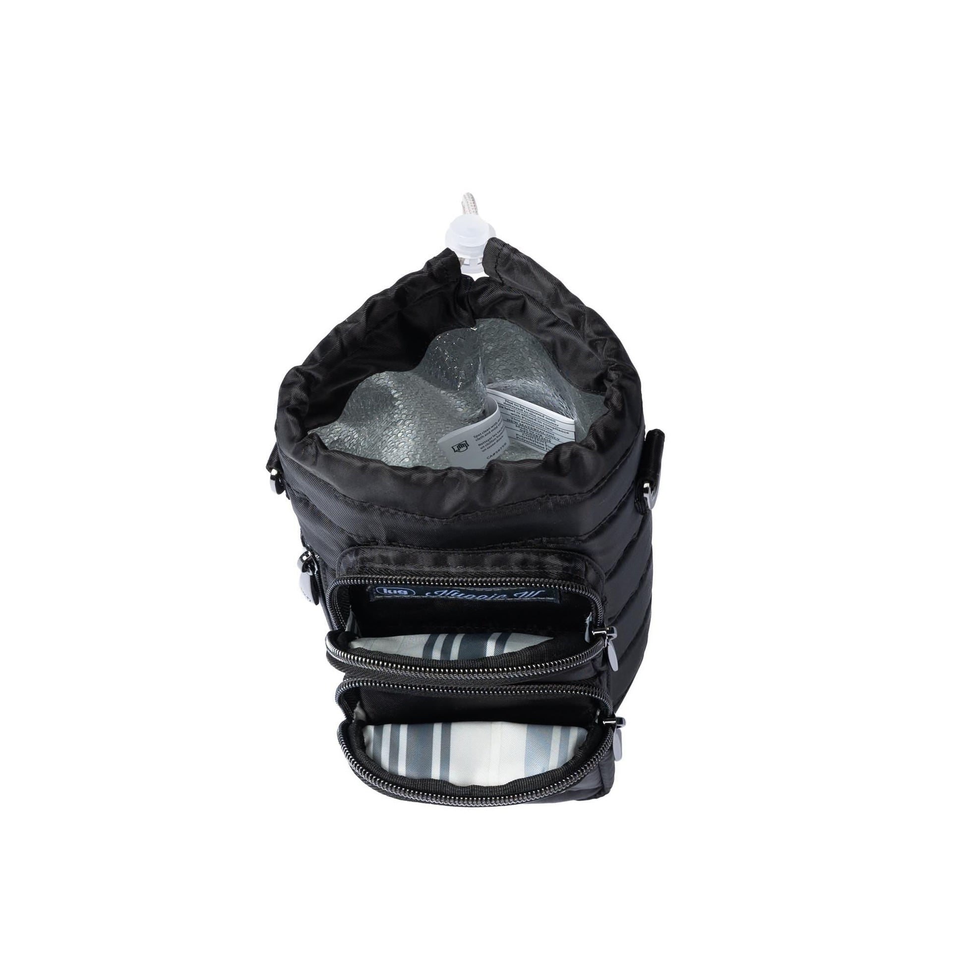 Huggie Wide Crossbody Water Bottle Holder with Charm Bar - BLACK - 24764_HuggieWide_Black_Angle_06