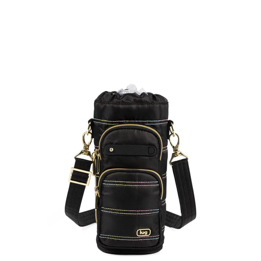 Huggie Wide Crossbody Water Bottle Holder with Charm Bar - - 24764_HuggieWide_BlackwithRainbowIcepop_Angle_01_cjpezs