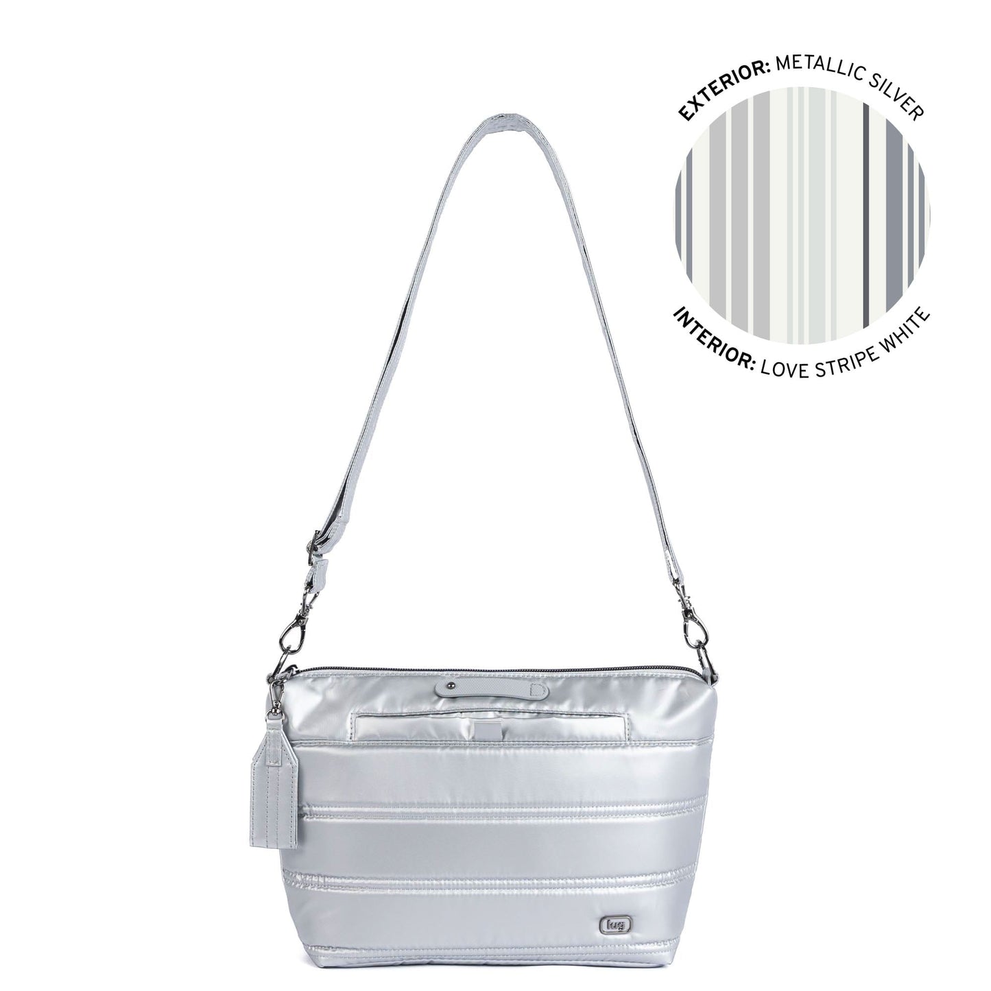 Flare 2 Crossbody Bag with Puller - METALLIC SILVER - 24777_Flare2_MetallicSilver_Angle_01