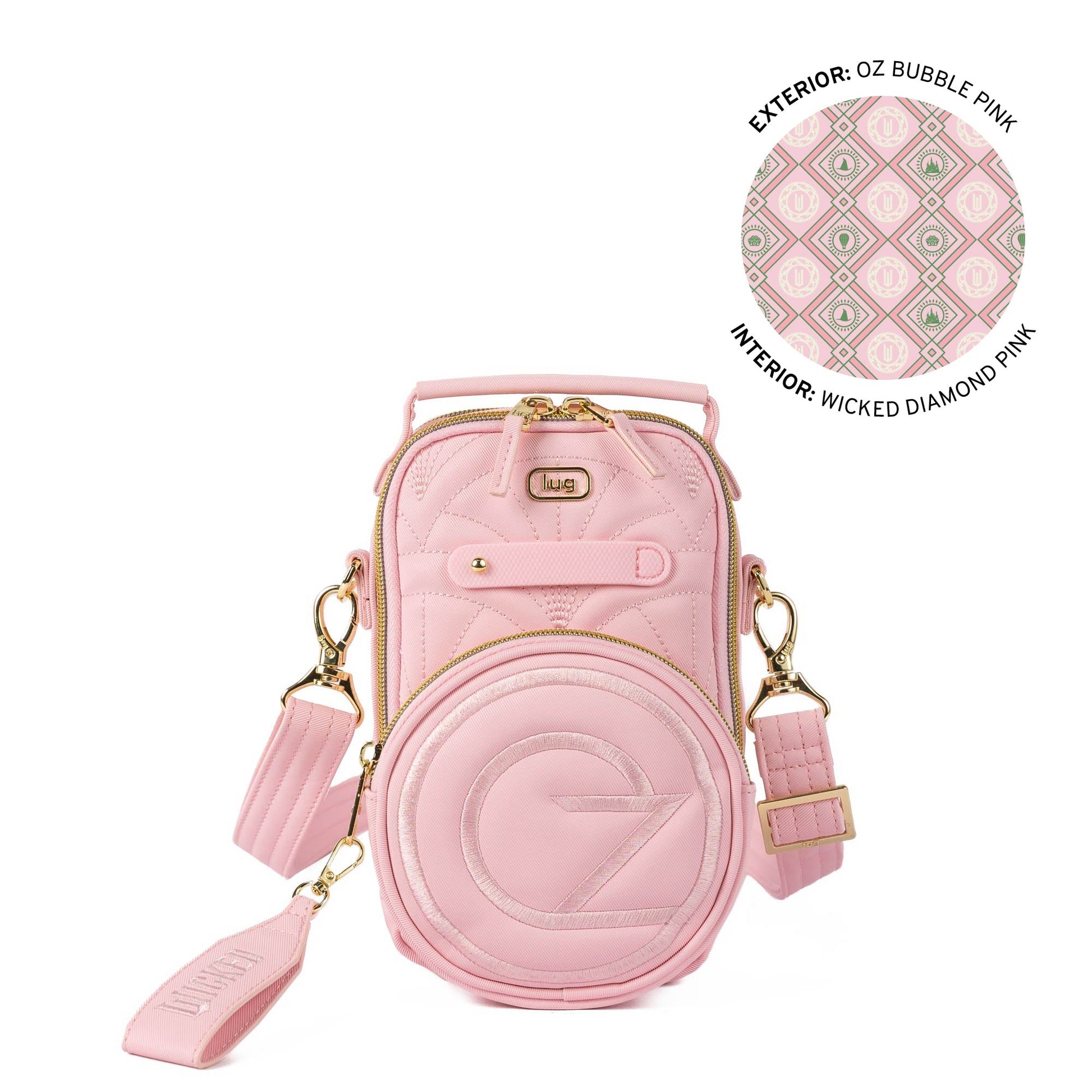 Wicked x Lug Skeeter Mini Bridge SE Satin Luxe VL Convertible Crossbody Bag - OZ BUBBLE PINK - 25290_Wicked_SkeeterMini_BubblePink_Angle_01