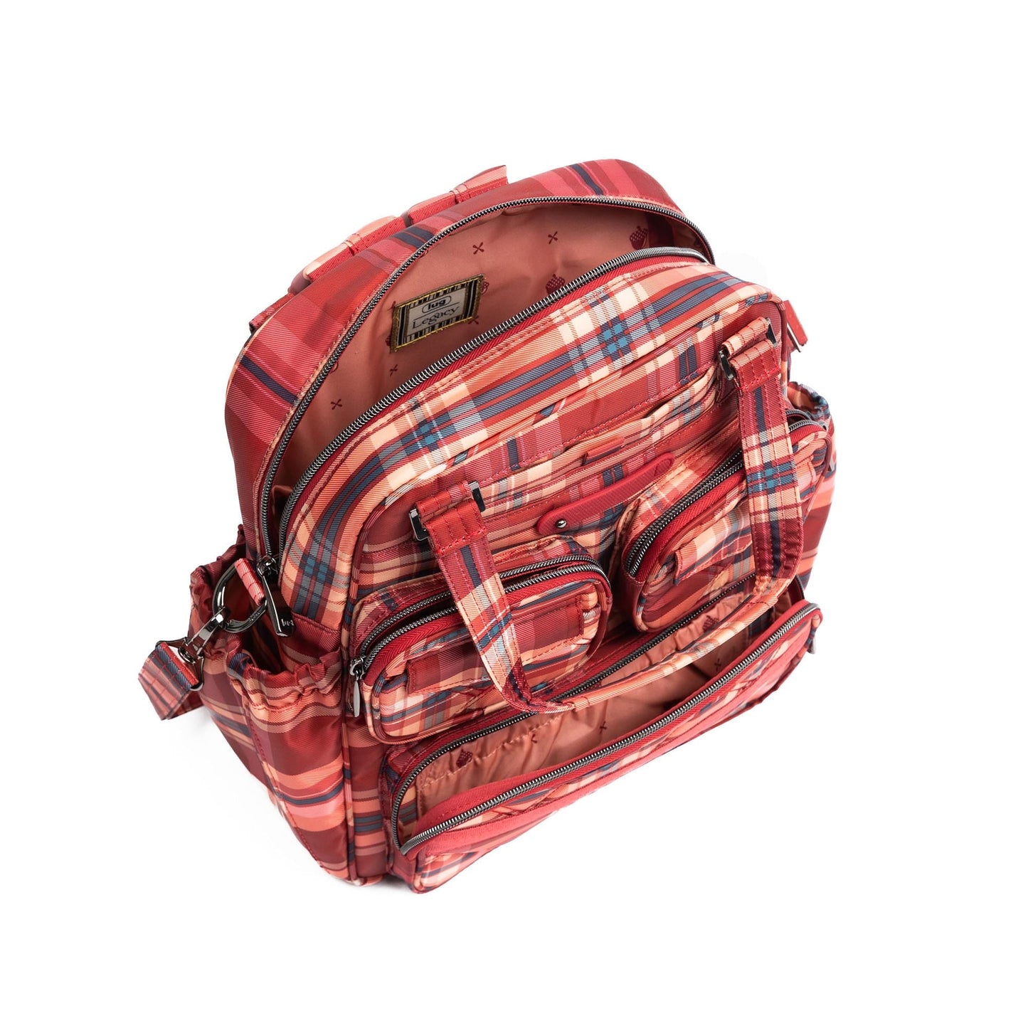 Legacy Collection Mini Puddle Jumper Convertible Tote Bag - TEMPO PLAID RED - 25404_Legacy_MiniPuddleJumper_TempoPlaidRed_Angle_05