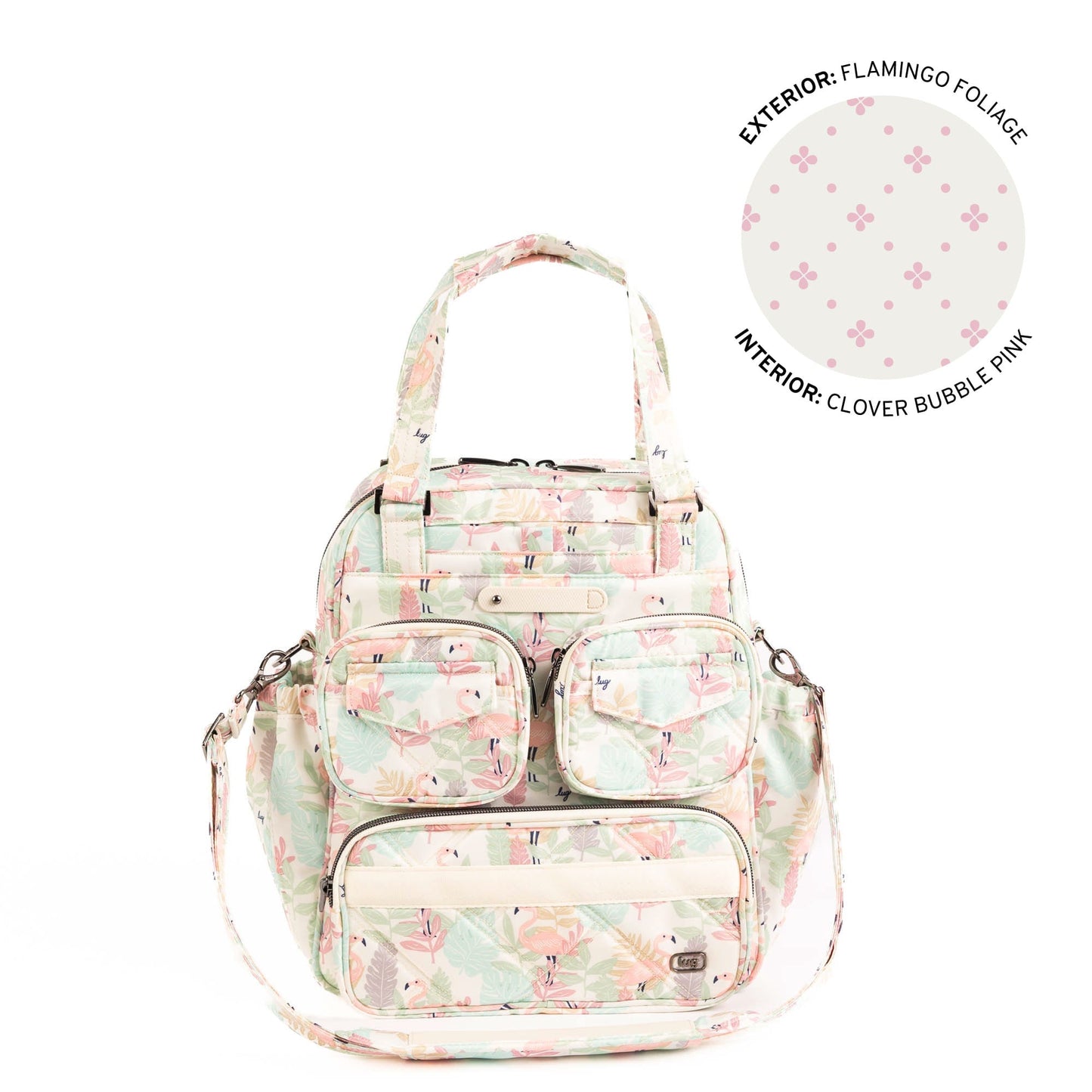 Legacy Collection Mini Puddle Jumper Convertible Tote Bag - FLAMINGO FOLIAGE - 25408_Legacy_MiniPuddleJumper_FlamingoFoliage_Angle_01