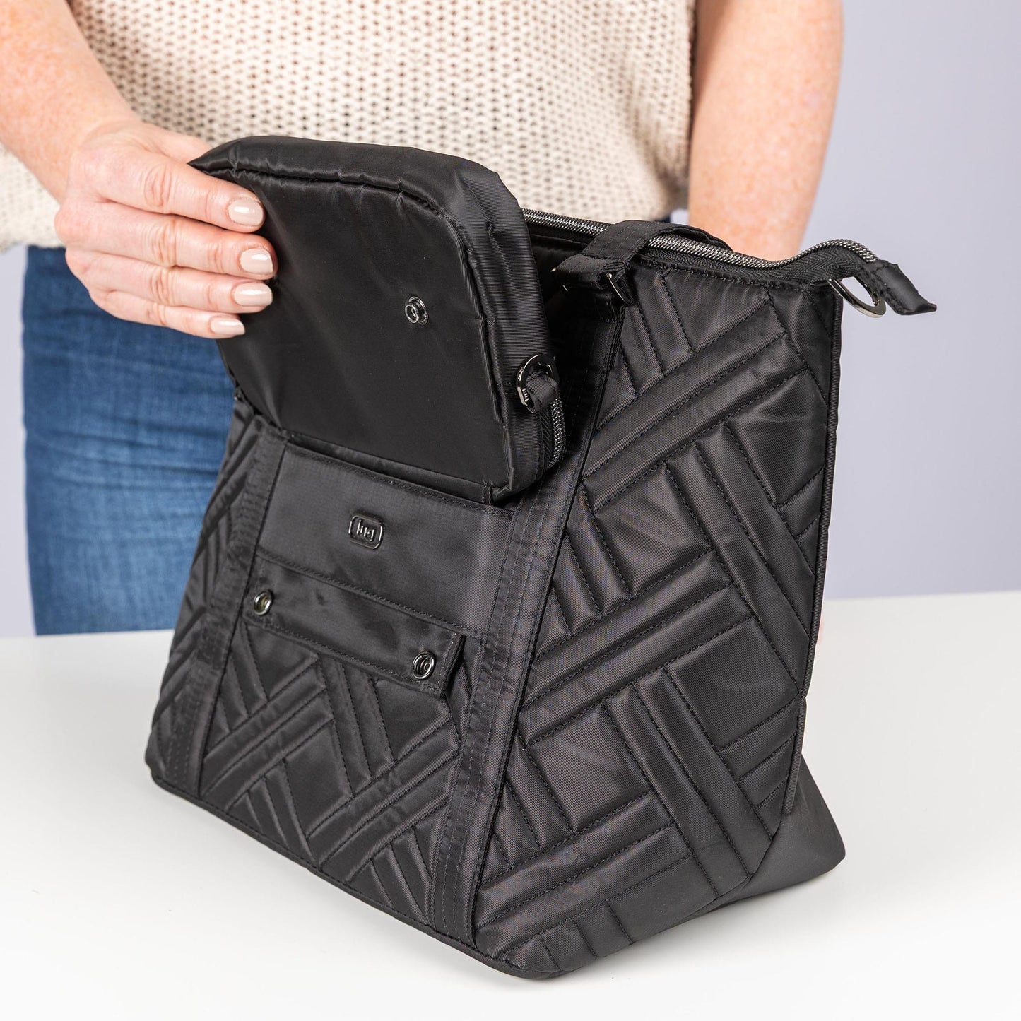 Catamaran Tote Bag & Removable Pouch - - 25489_Catamaran_Black_Lifestyle_02