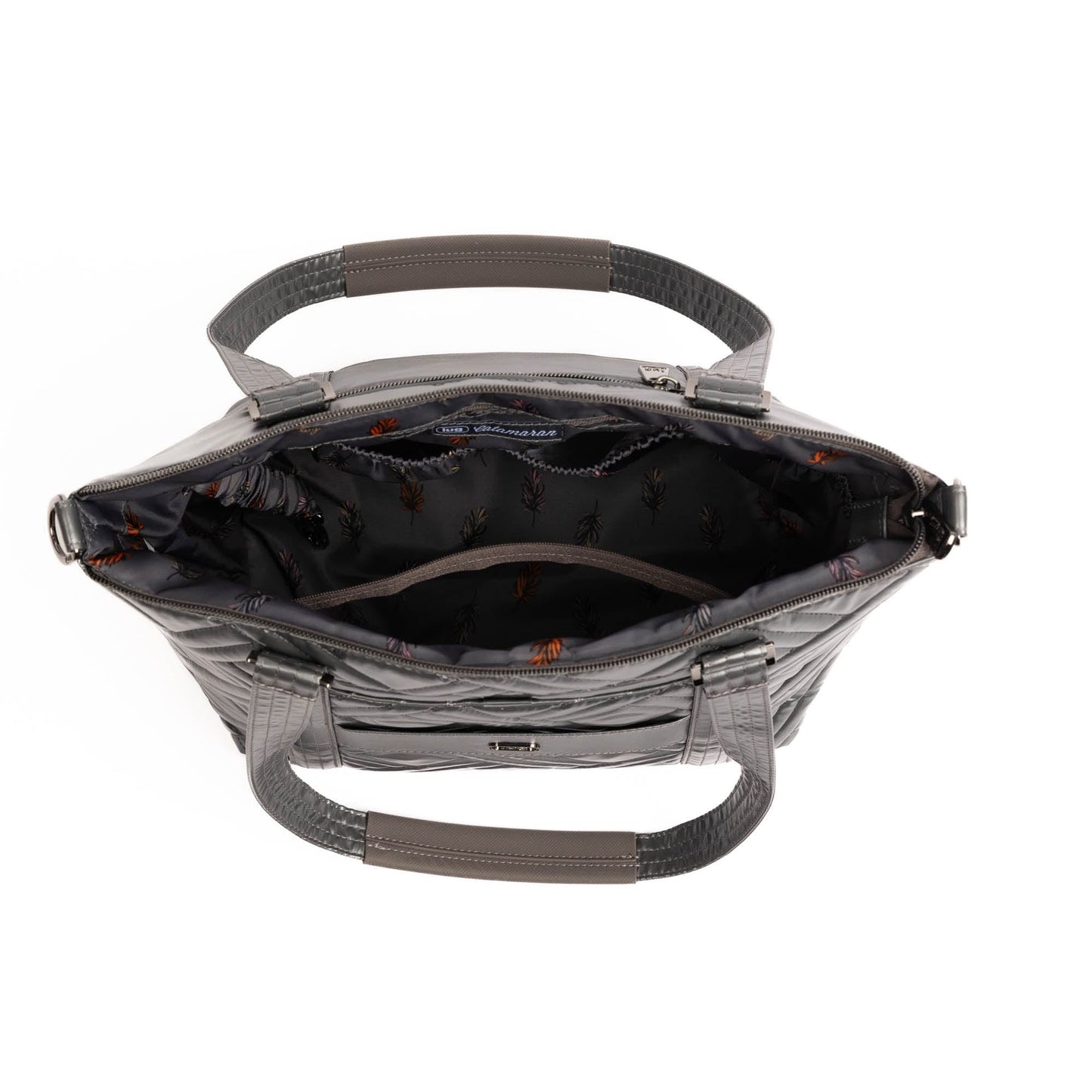 Catamaran Tote Bag & Removable Pouch - METALLIC STORM - 25491_Catamaran_MetallicStorm_Angle_06