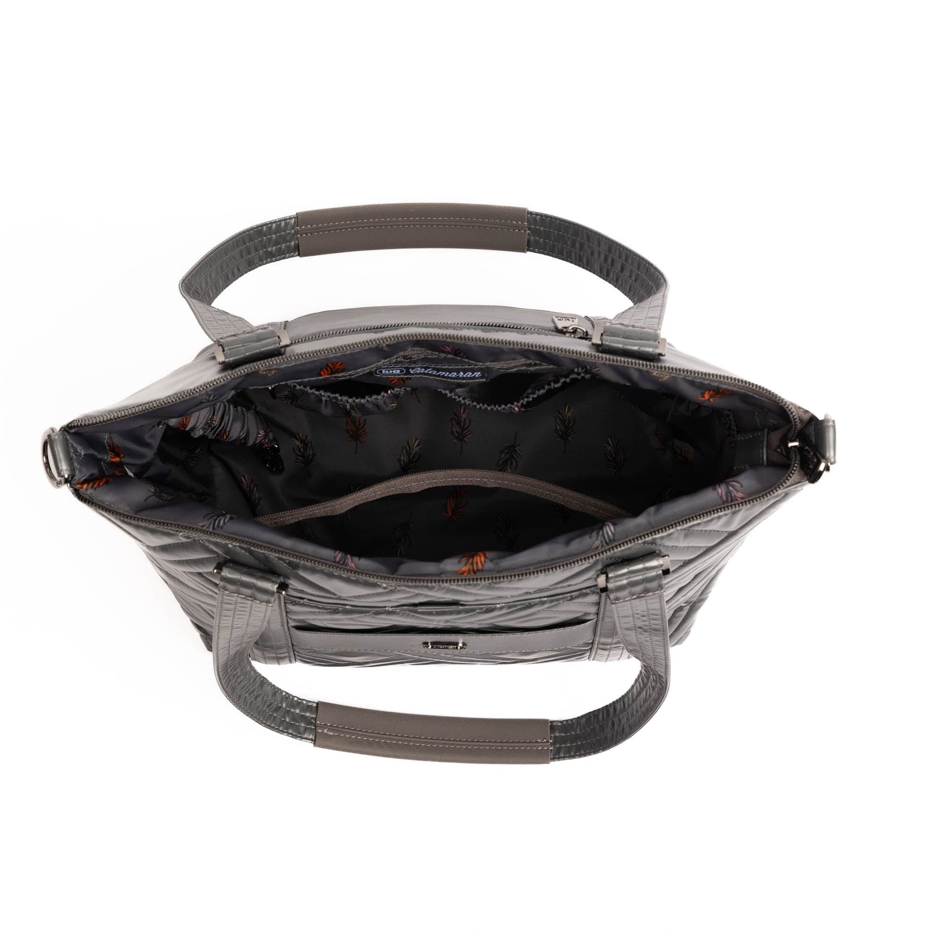 Catamaran Tote Bag & Removable Pouch - METALLIC STORM - 25491_Catamaran_MetallicStorm_Angle_06