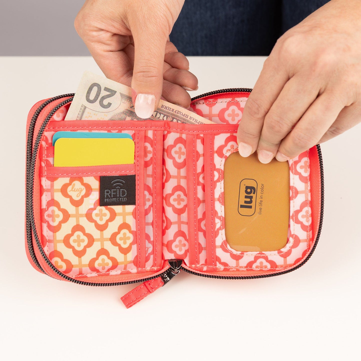 Splits Compact RFID Wallet - - 25648_Splits2_RosyGlow_Lifestyle_04