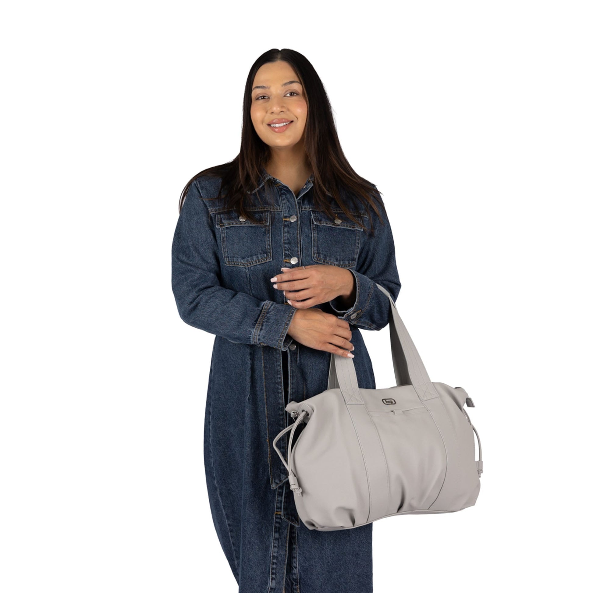 Piper Matte Luxe VL Hobo Tote Bag - - 25752_PiperML_CloudGrey_BagProportions_02