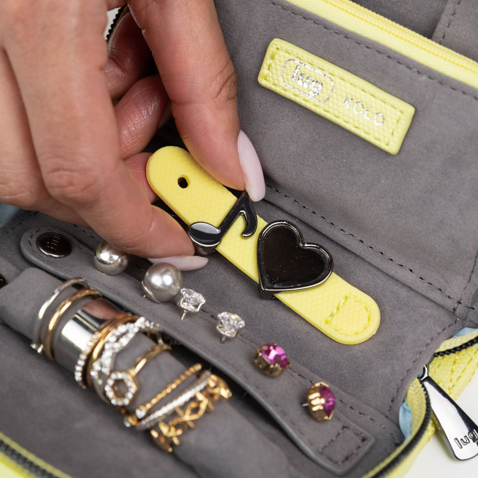 Kolo Mini Jewelry Matte Luxe VL Pouch with Charm Bar - - 25813_KoloML_ButtercupYellow_Lifestyle_04