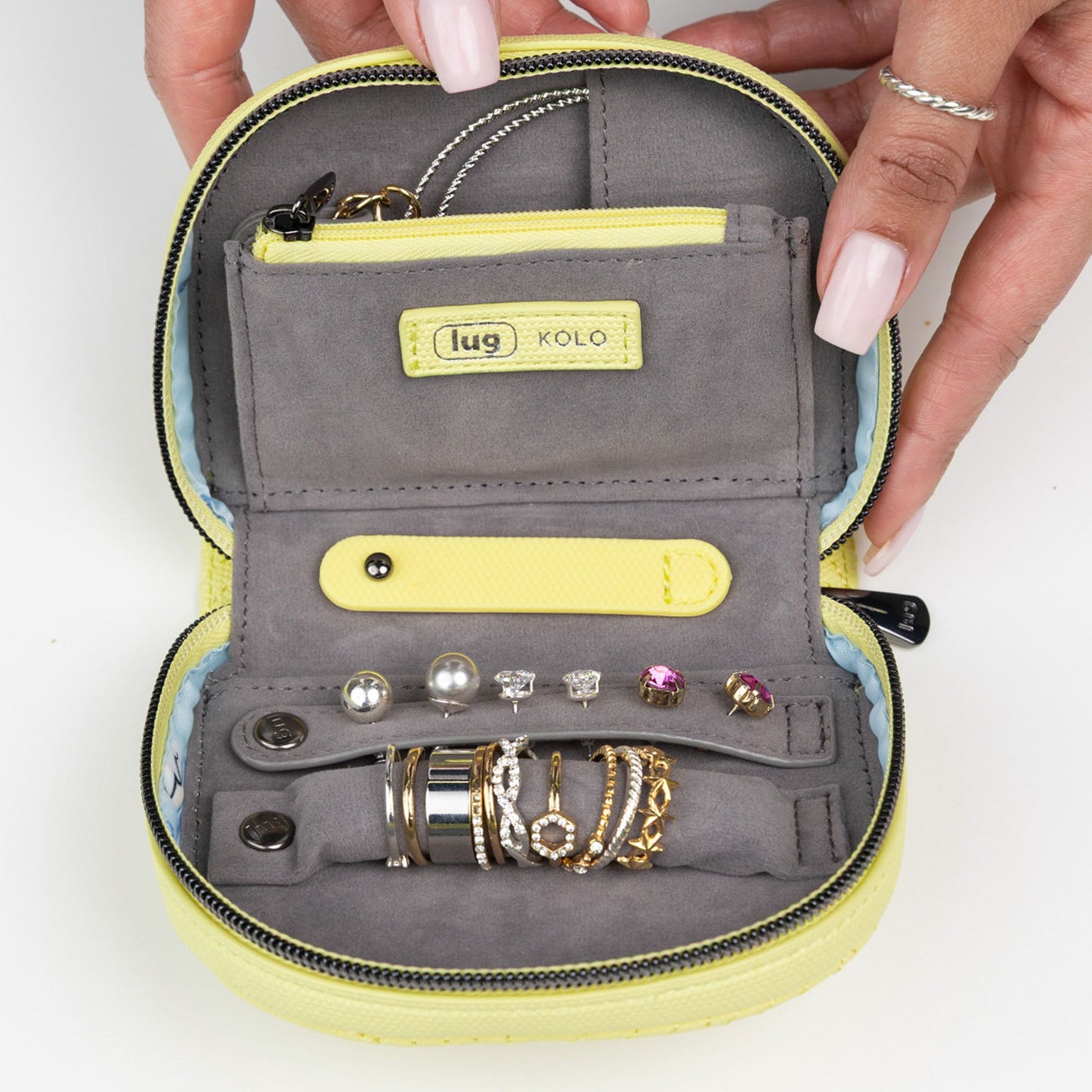 Kolo Mini Jewelry Matte Luxe VL Pouch with Charm Bar - - 25813_KoloML_ButtercupYellow_Lifestyle_05