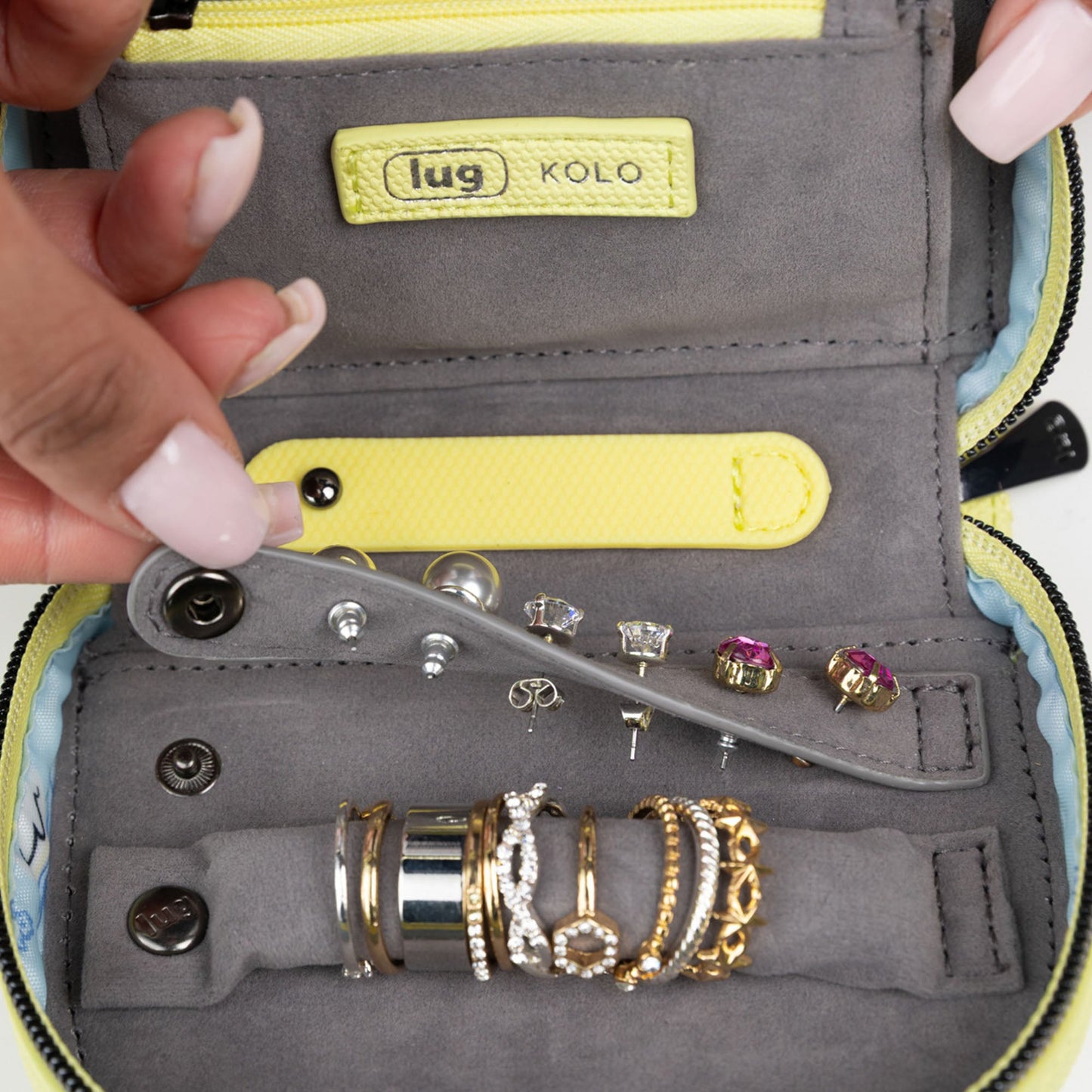 Kolo Mini Jewelry Matte Luxe VL Pouch with Charm Bar - - 25813_KoloML_ButtercupYellow_Lifestyle_06