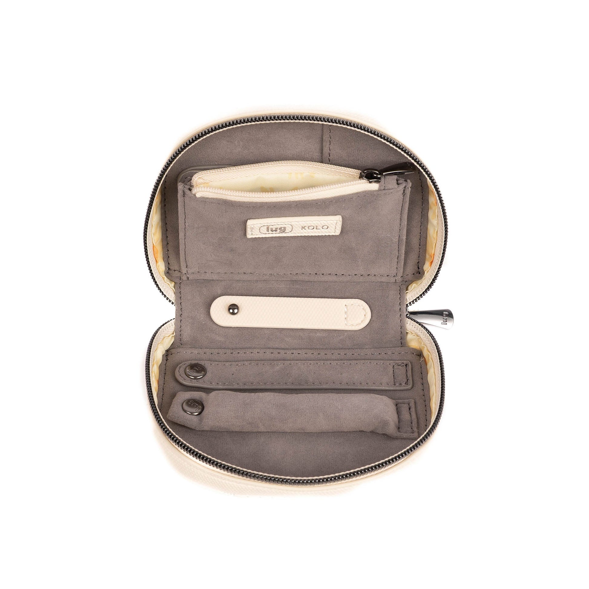 Kolo Mini Jewelry Matte Luxe VL Pouch with Charm Bar - MACADAMIA - 25816_KoloML_Macadamia_Angle_05