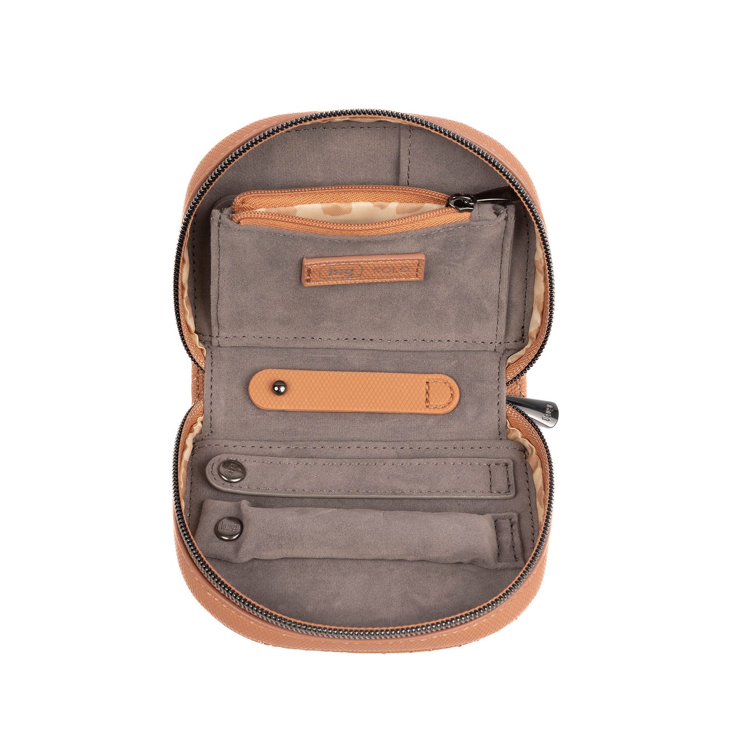 Kolo Mini Jewelry Matte Luxe VL Pouch with Charm Bar - CHAI LATTE - 25818_KoloML_ChaiLatte_Angle_05
