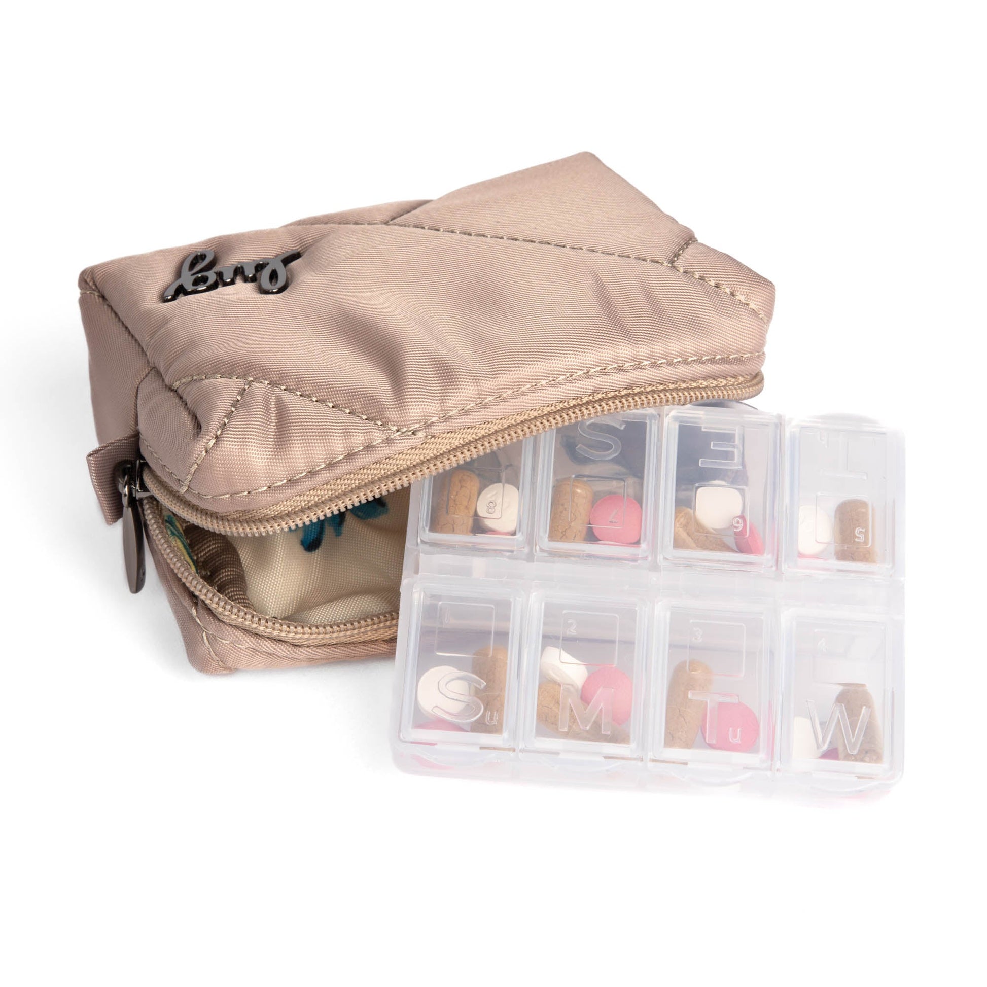Choo Choo Mini Pill Box - SAND TAUPE - ChooChooMini_SandTaupe_06