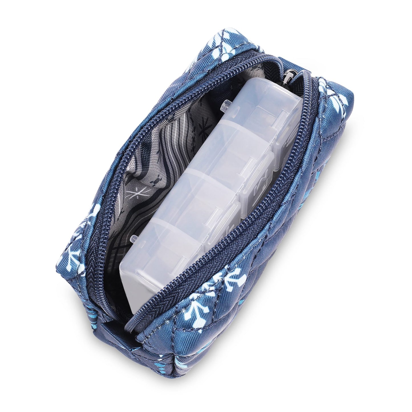 Choo Choo Mini Pill Box - SNOWFLAKE NAVY - ChooChooMini_SnowflakeNavy_05