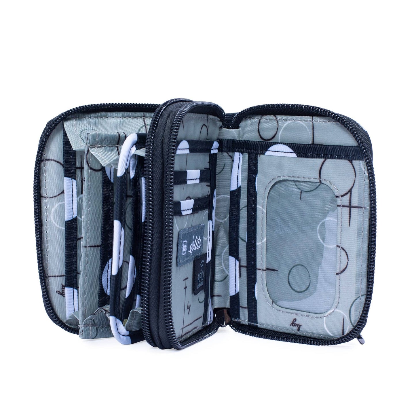 Splits Compact RFID Wallet - BLACK LARGE DOT - Splits_BlackLGDot_05