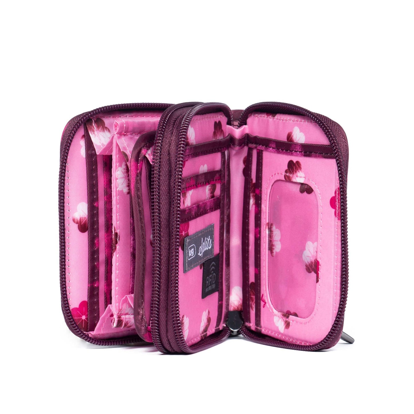Splits Compact RFID Wallet - SHIBORI WINE - Splits_ShiboriWine_05